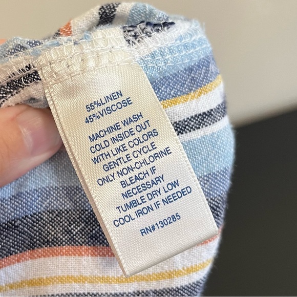 Per Se Linen Blend Striped Straight Leg Pant - Picture 7 of 11